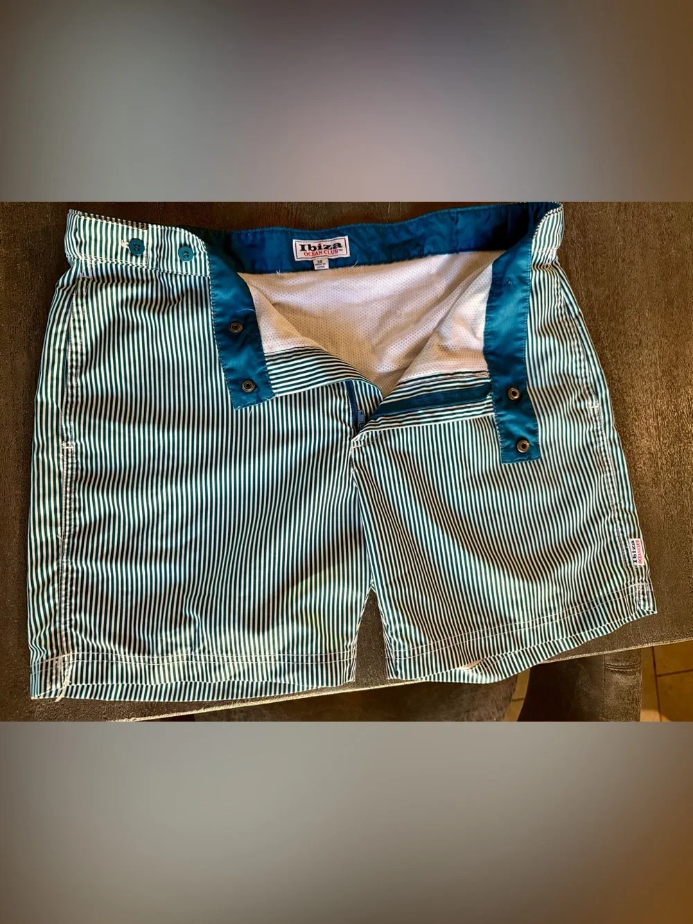 Blue Stripe Men’s Swim Trunks